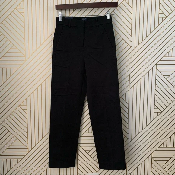 J Crew Kallie Pant Black Slim Stretch Dress Pants Office Work Casual 00 Ankle - Picture 1 of 10